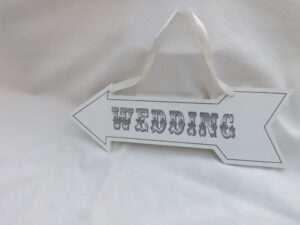 wedding direction sign on a white background